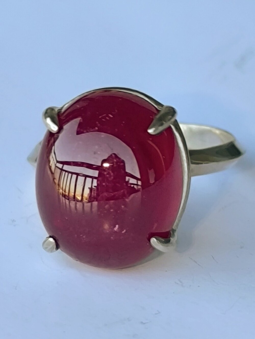 Magnificent Huge Natural Oval Ruby Sterling Silver Ring 22.02ct, Size 9.25